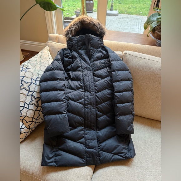 NWOT Marmot Varma Long Down Jacket Black Medium - Picture 3 of 11